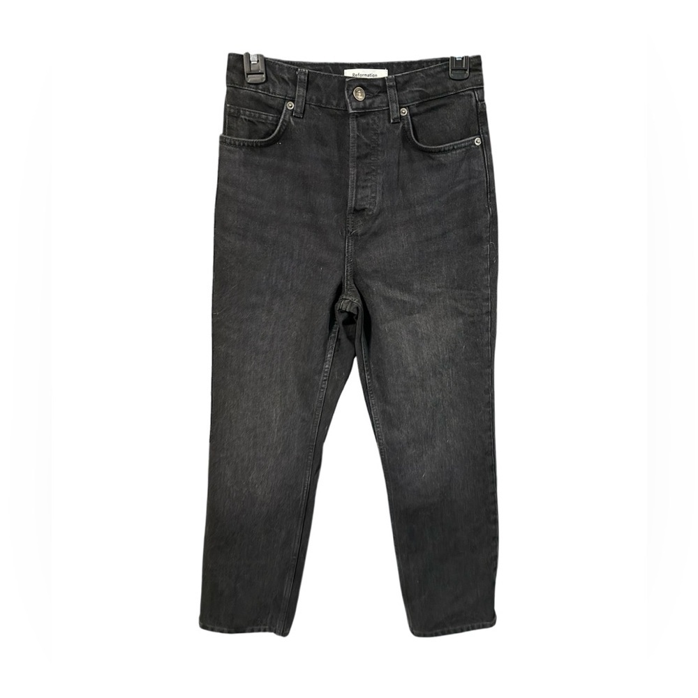 Reformation Cynthia High Rise Straight Jeans in Black - Picture 3 of 6